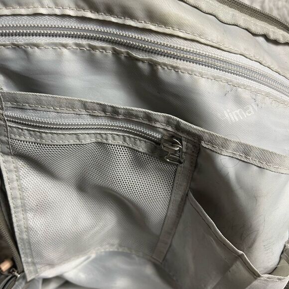 Himawari Laptop backpack Gray canvas tan faux leather straps . - Picture 10 of 10